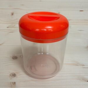 Vintage Bristol Ware Acrylic Canister, Made in USA, 70's Orange, Bathroom